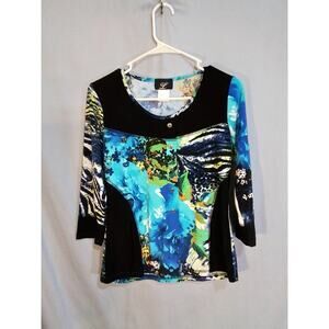 Libra blue and black pullover top